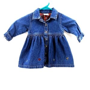 OshKosh baby girls denim dress 12 months long slee